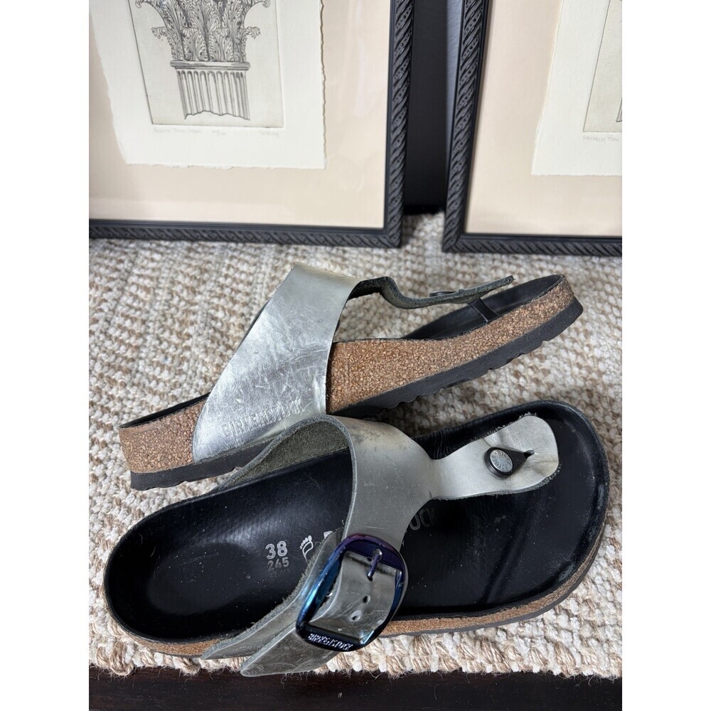 Birkenstock Womens Gizeh Thong Sandals Metallic Silver US8/EU38 Wide/Regular Fit - Picture 4 of 13